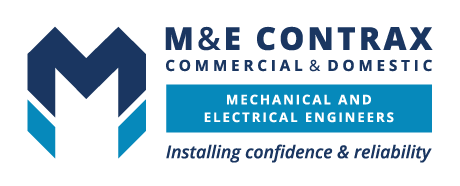 Dark Blue and Light Blue Logo for M&E Contrax