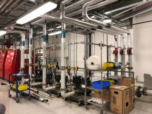 steel pipes in pipe room