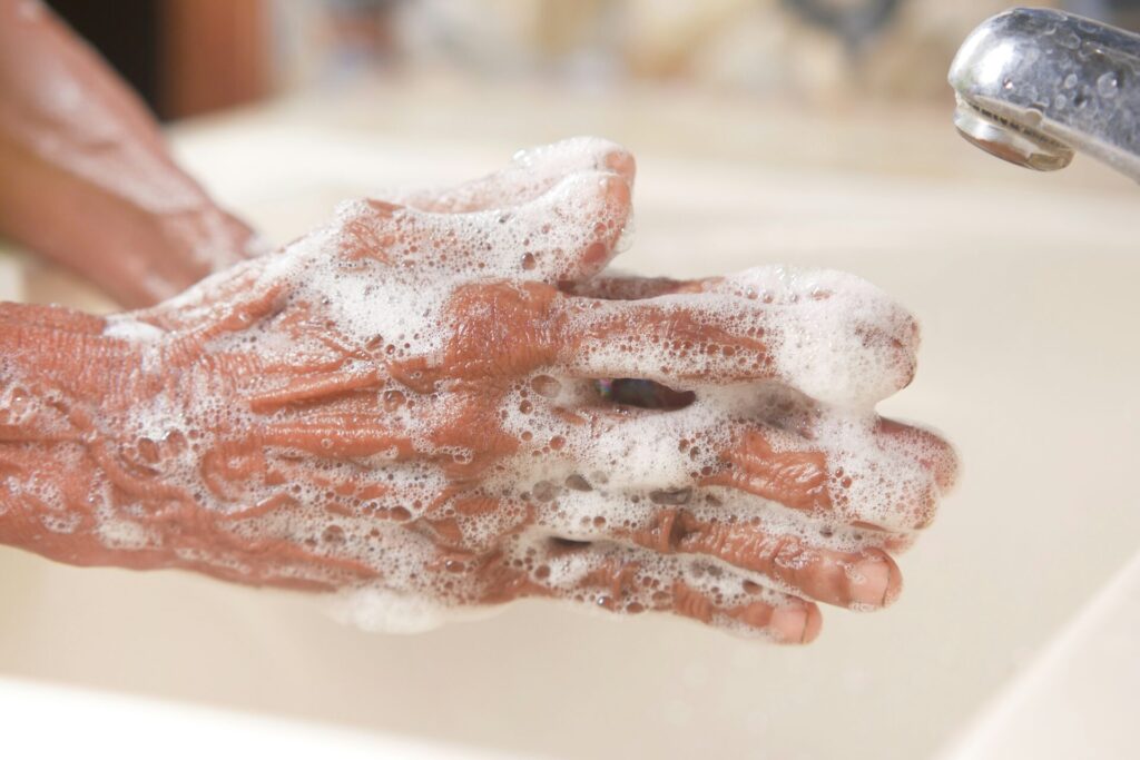 Person washing hands