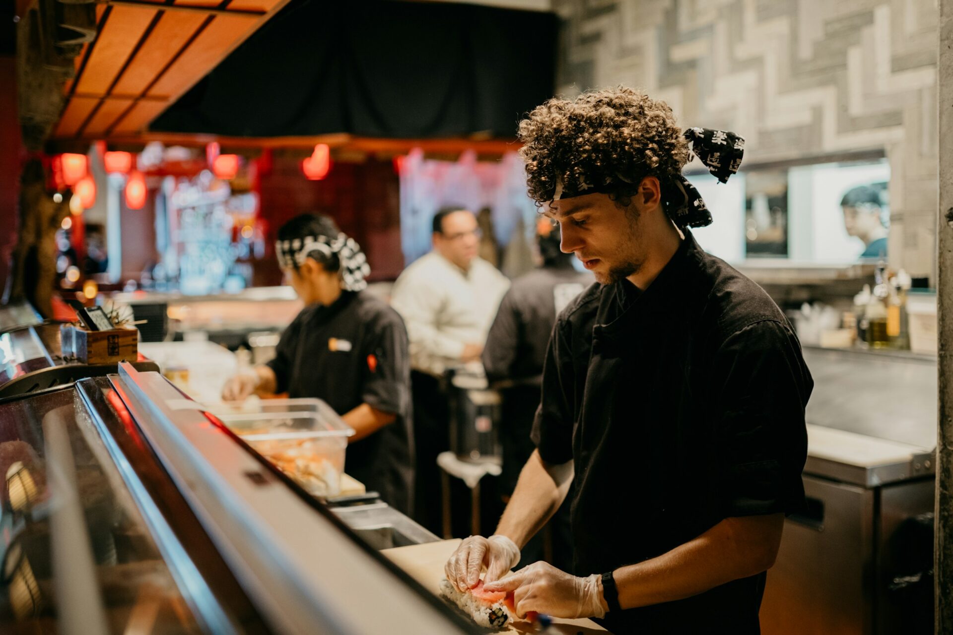 sushi chef in kitchen