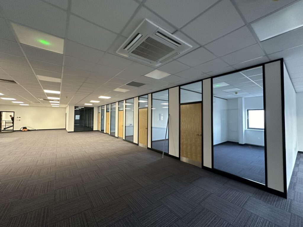 New partition walls and glass fronted offices