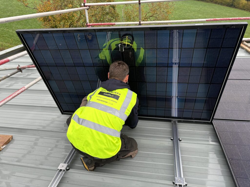 solar panel being installed