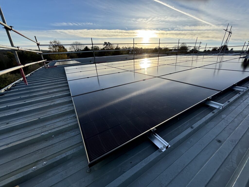 blue sky with panels in foreground