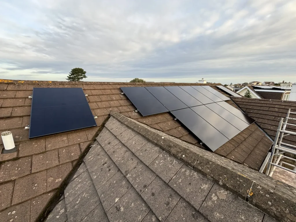 one single and two tiered solar system on roof