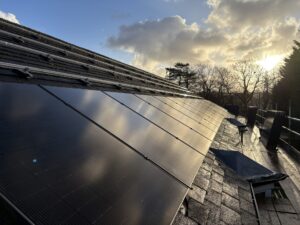 close up shot of panels with sun reflection
