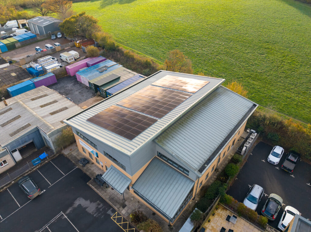 new solar install on commercial building next to countryside