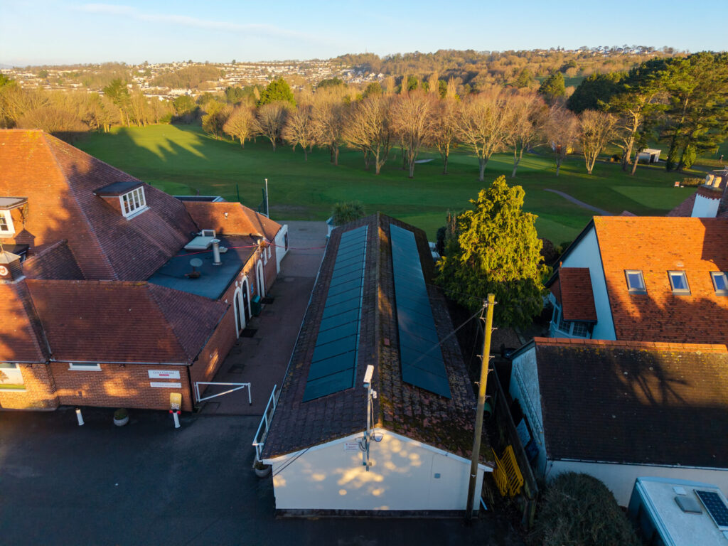 Torquay golf club new solar panels aerial view