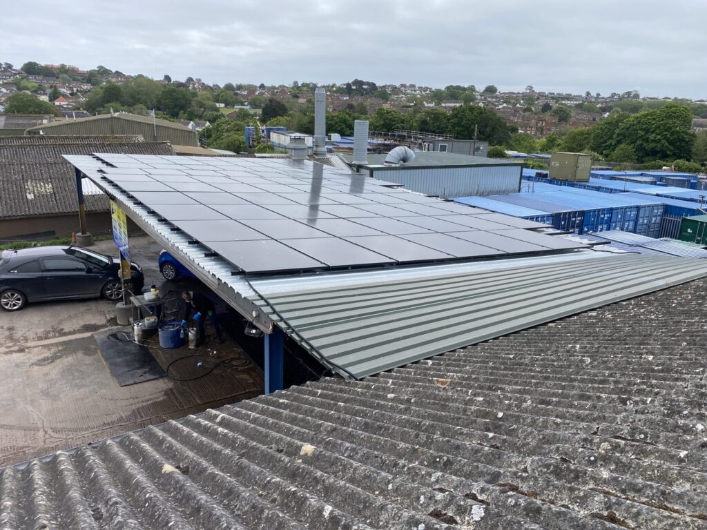 flat solar installation on shelter roof