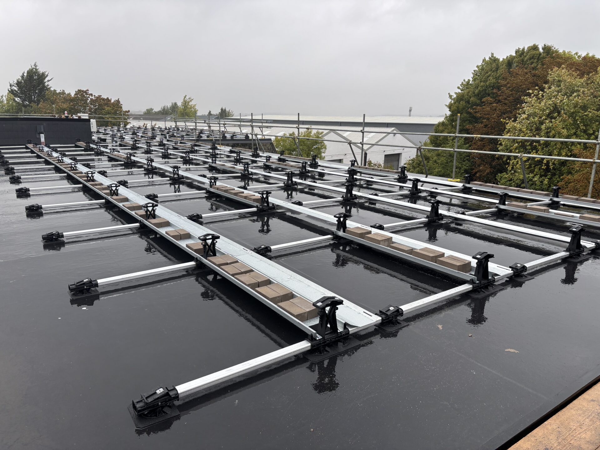 solar panel installation on a flat roof
