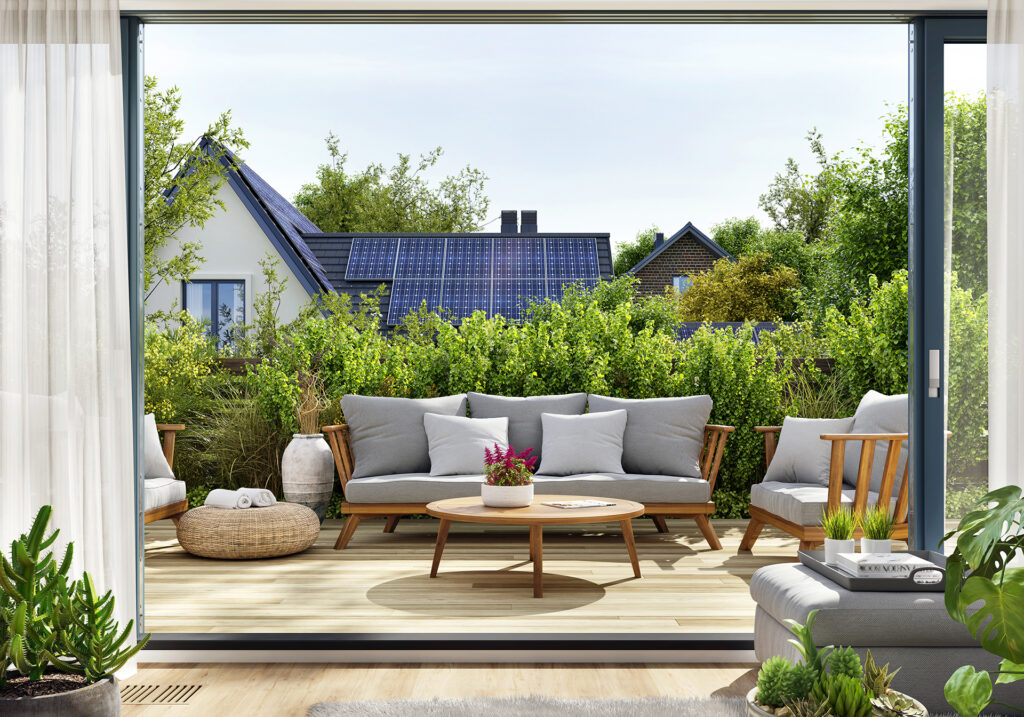 Solar panels on holiday home in Devon